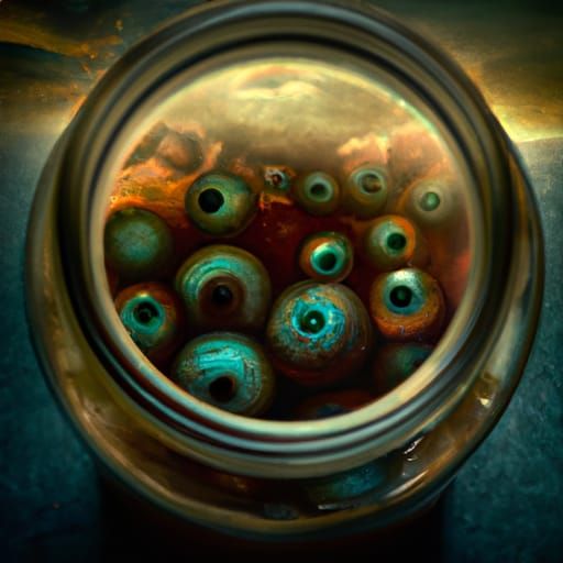 Ocular Globes in Jar: Sinister Panoramic Vision