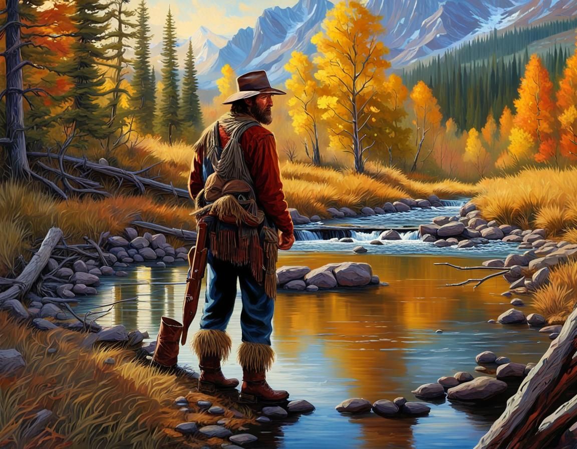 Scenic Mountain Man in Northern Rockies Landscape