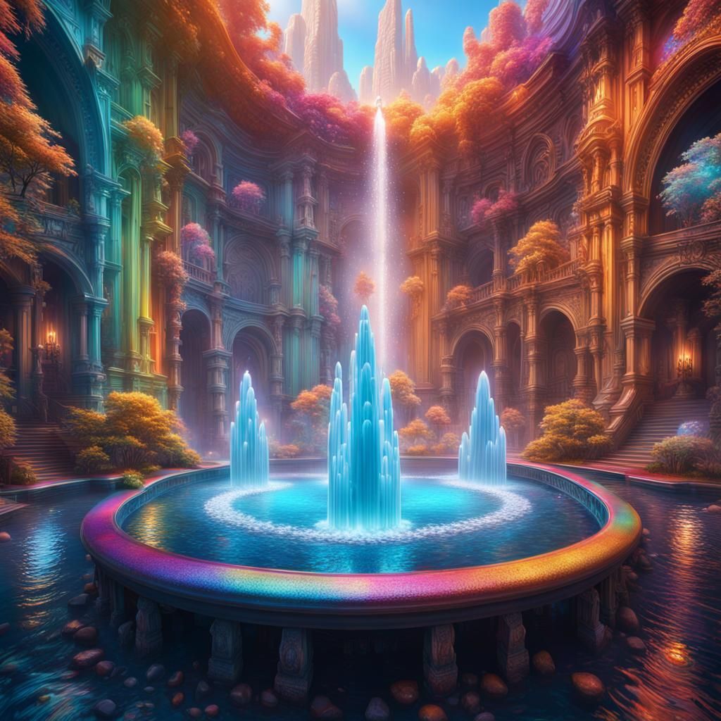 AI Mind Universe: Hypermaximalist Water Fountain in 8K
