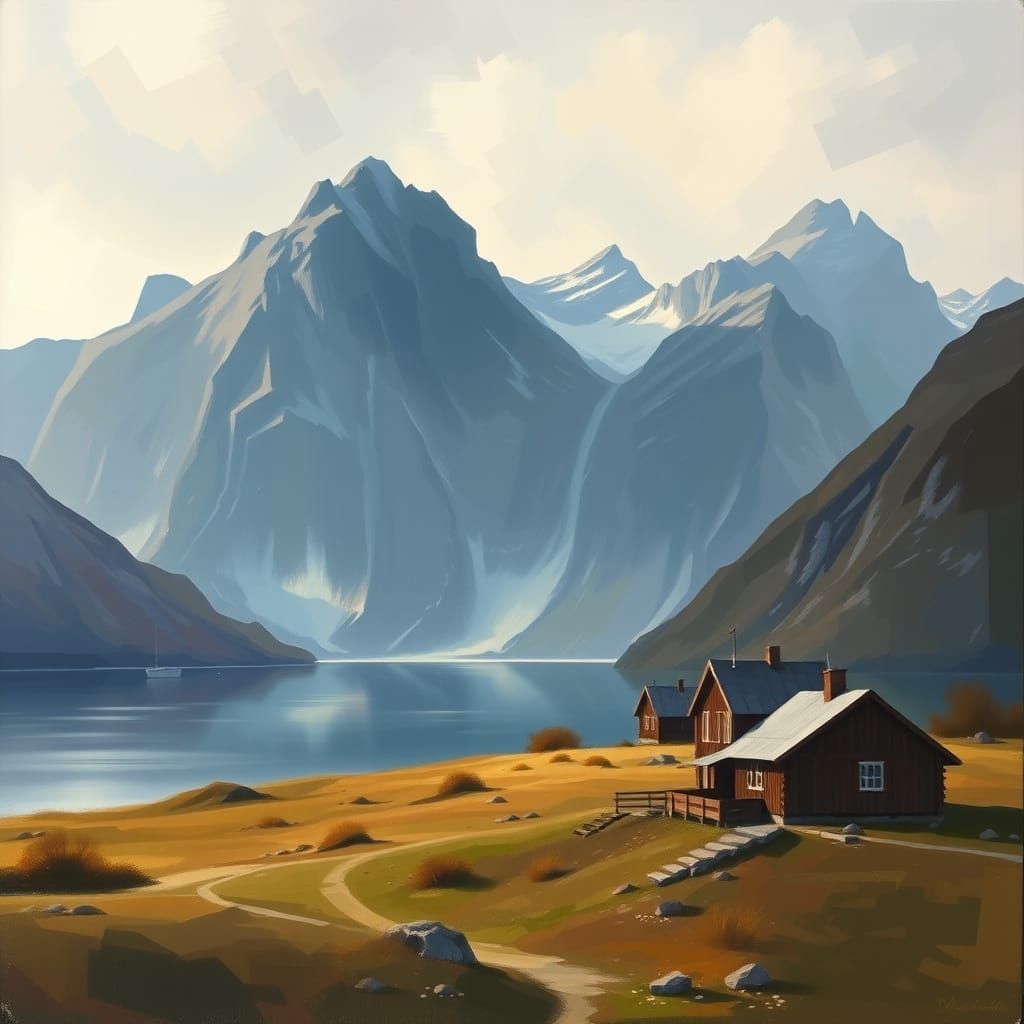 Lofoten Landscape with Mountains and Fjords