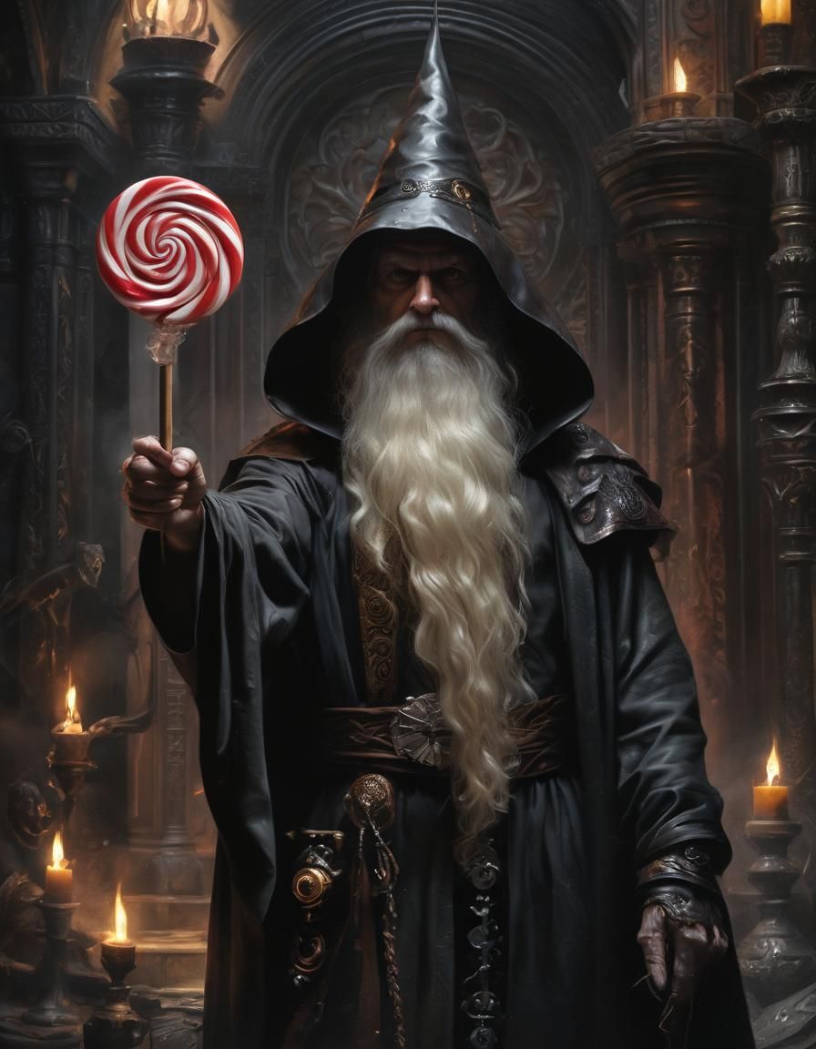 Mystical Warlock Wizard with Lollipop Staff