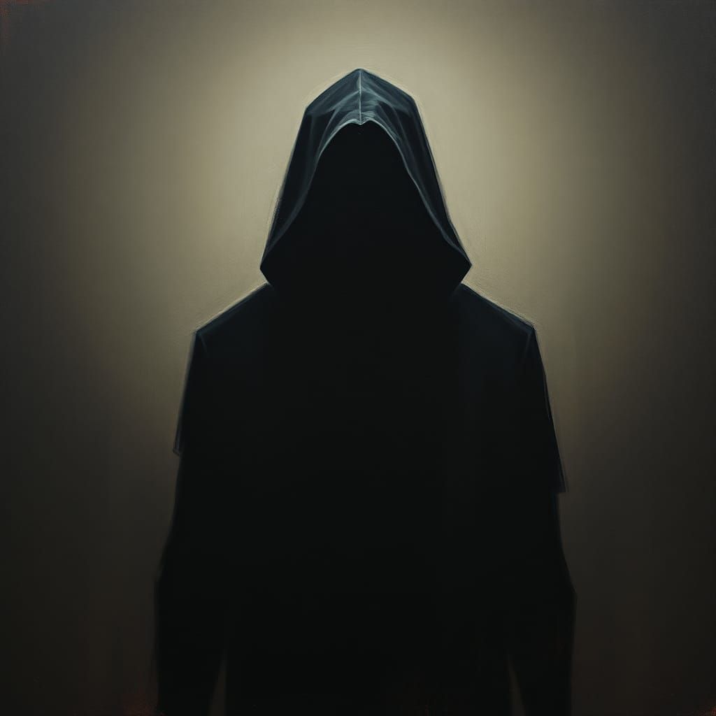 Shadowed Figure in Surreal Post-Apocalyptic Style