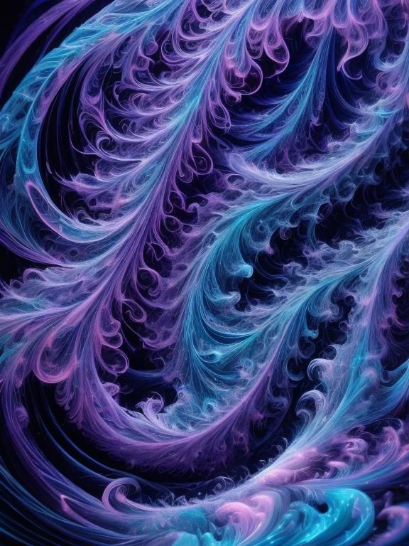 light rays dancing and flowing in the night, bioluminescent waves <lora:Bio-lum:1.0> abstract vector fractal, wave funct...