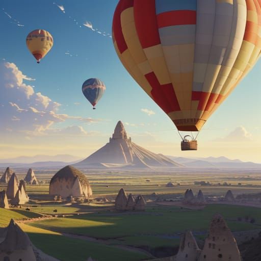 Surreal Fairy Chimneys Landscape in Vibrant Anime Style