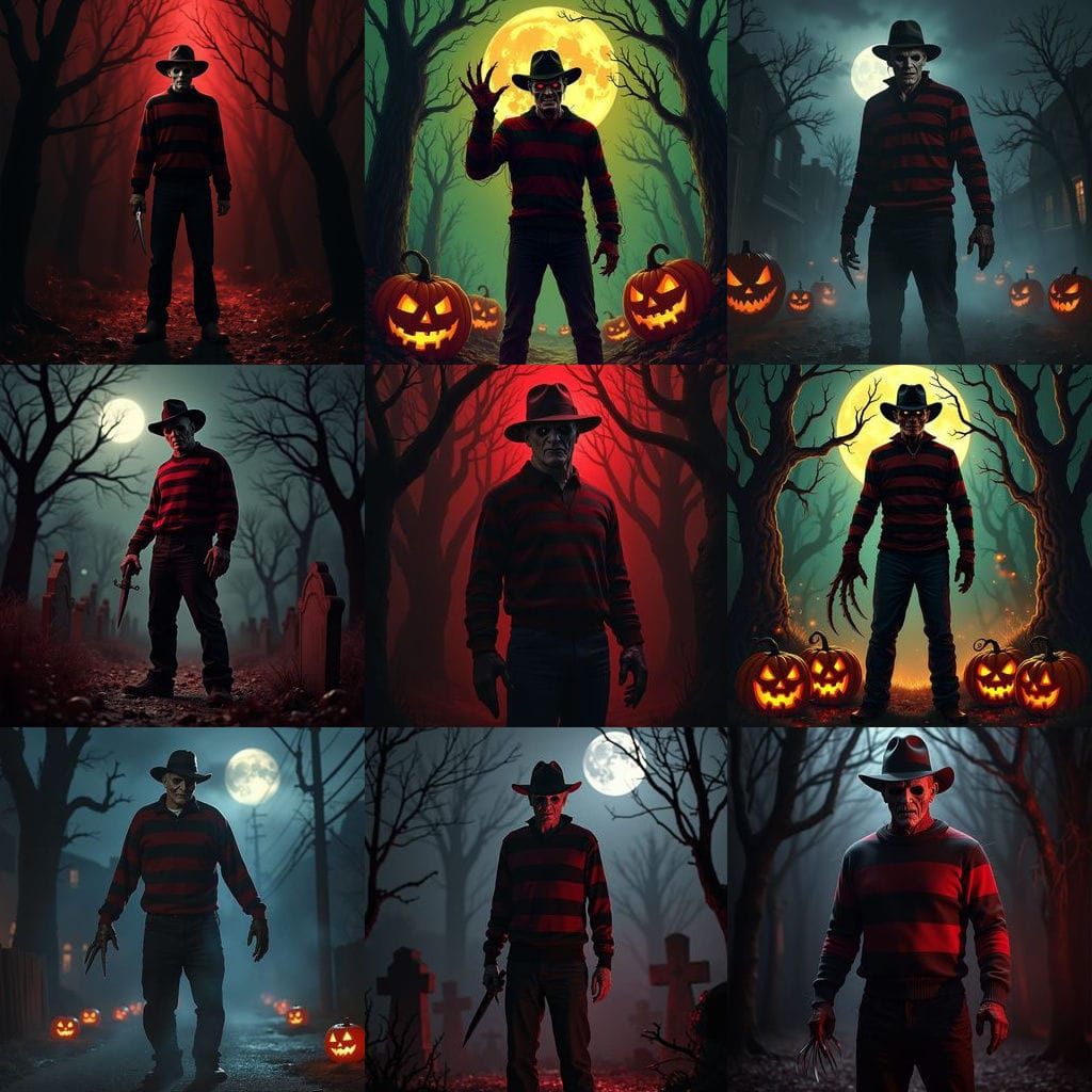 Freddie Krueger in Nightmare on Elm Street Halloween Scene