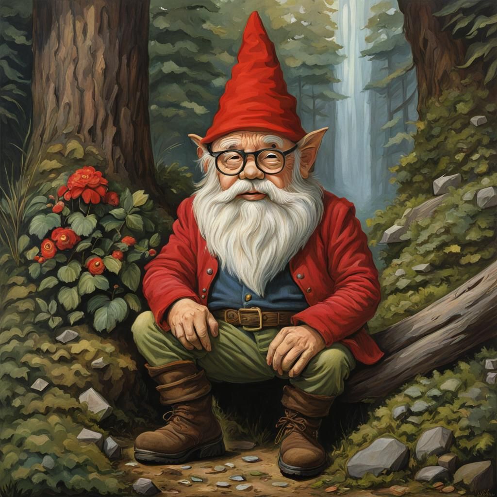 Detailed Color Portrait of a Gnome