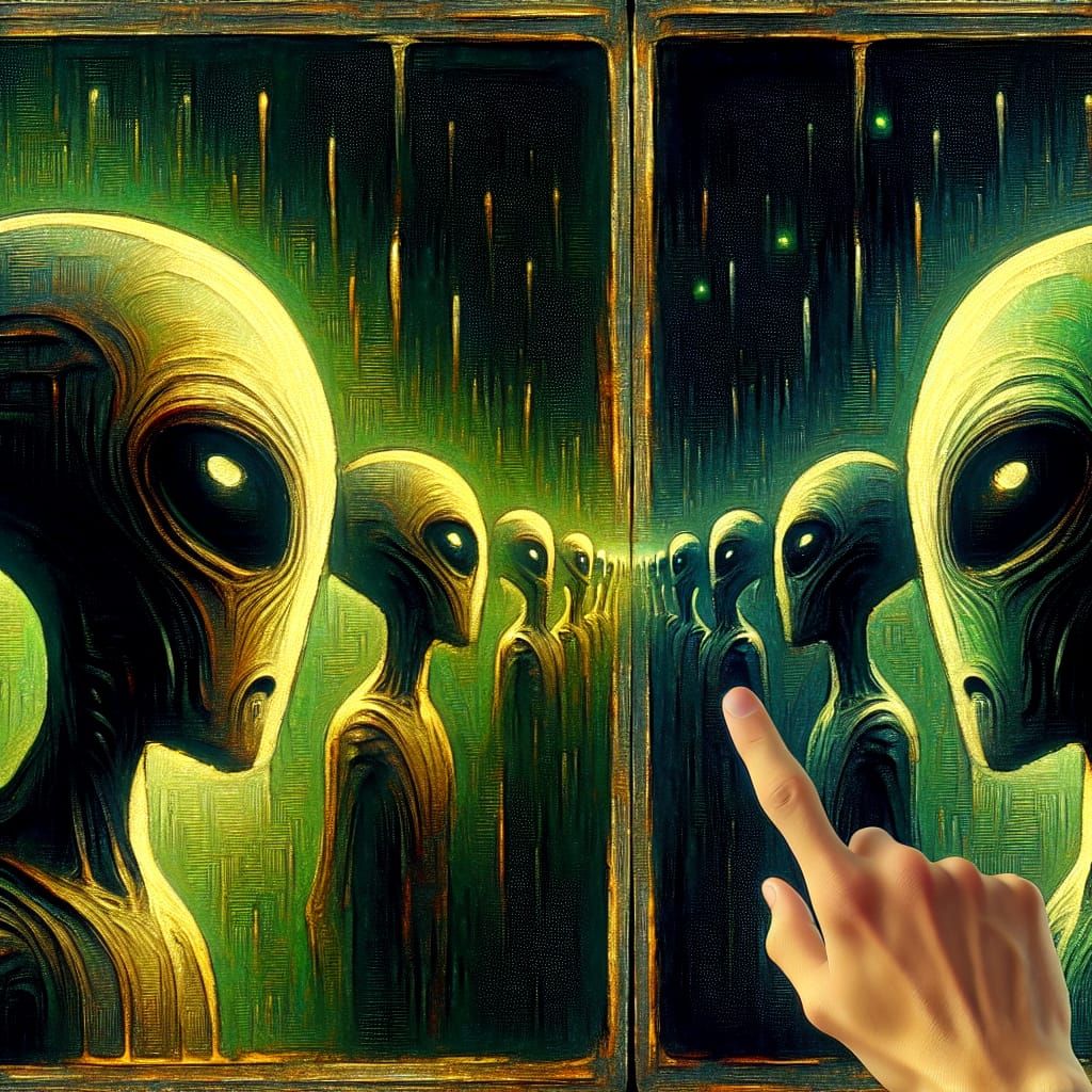 Sci-Fi Aliens in Dreamlike Oil Painting Style
