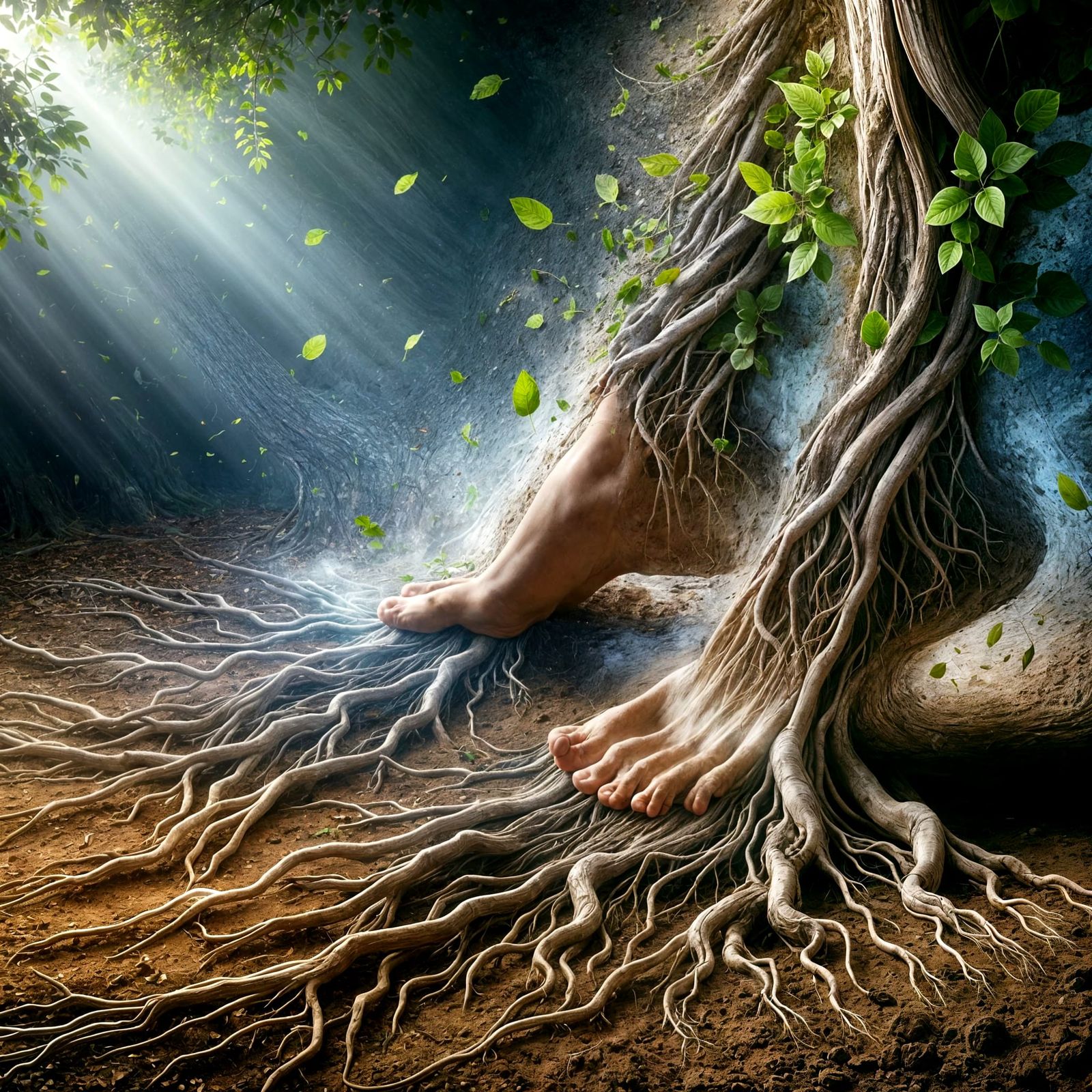 Surreal Feet Transform Into Tree Roots