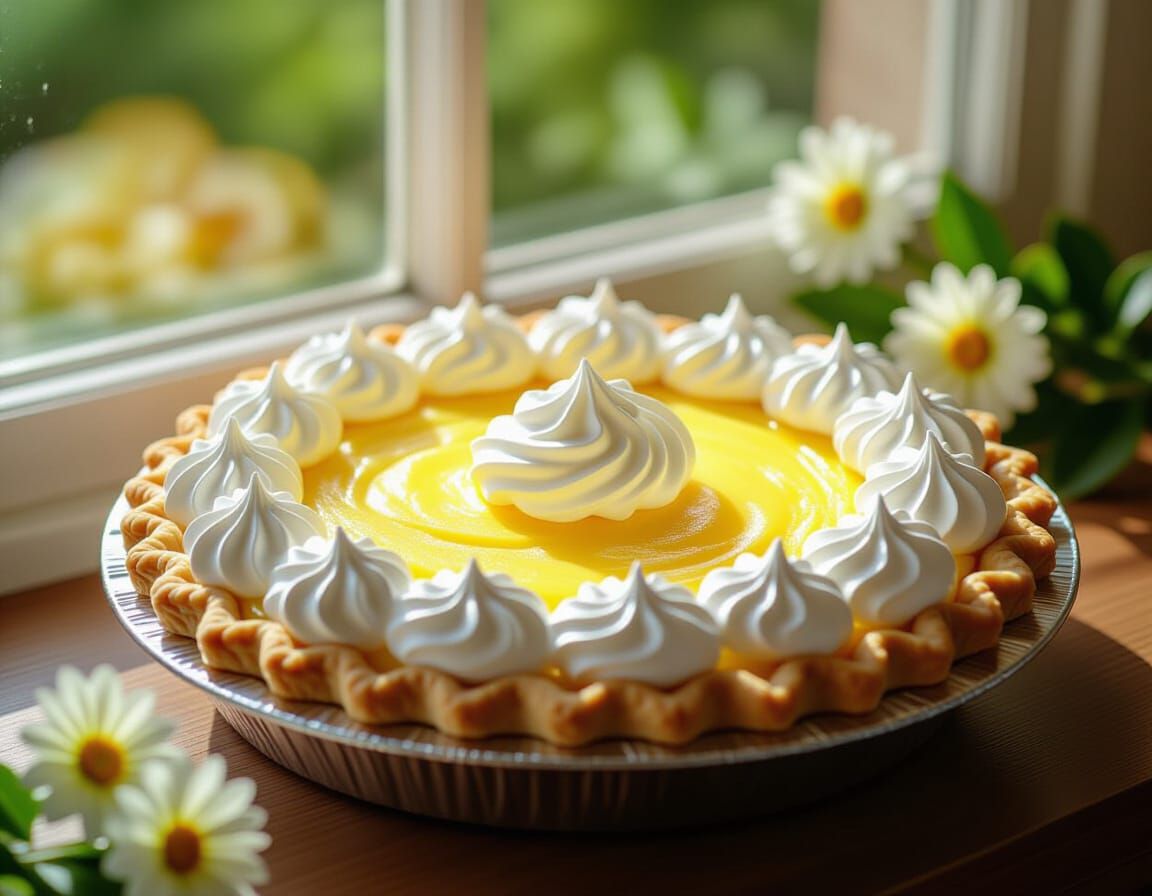Delicious Lemon Pie with Meringue in Vintage Style