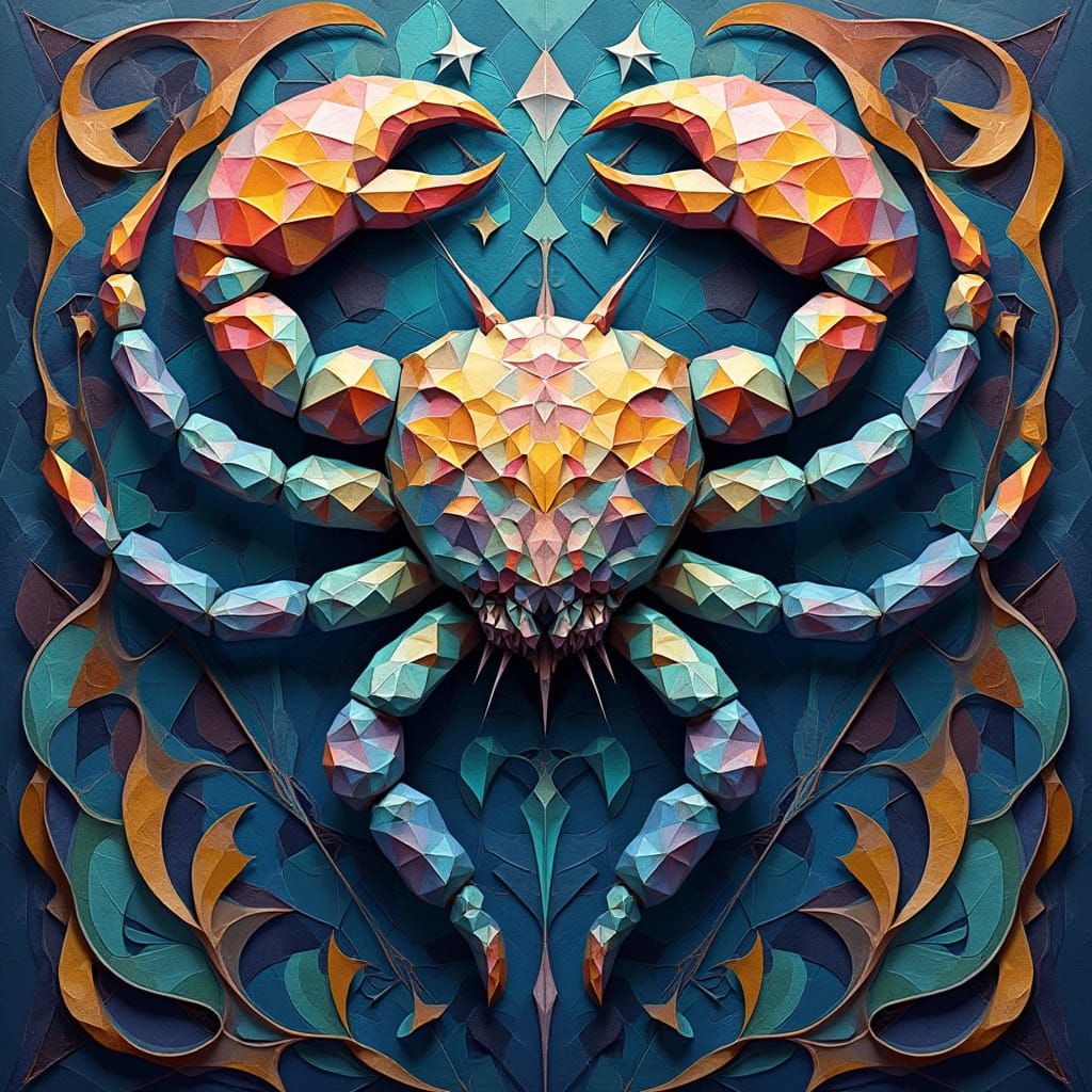 Abstract Cancer Symbol in Cubist Fractal Style