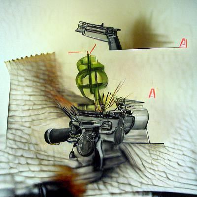 Hyperrealistic Machine Gun Shooting Money