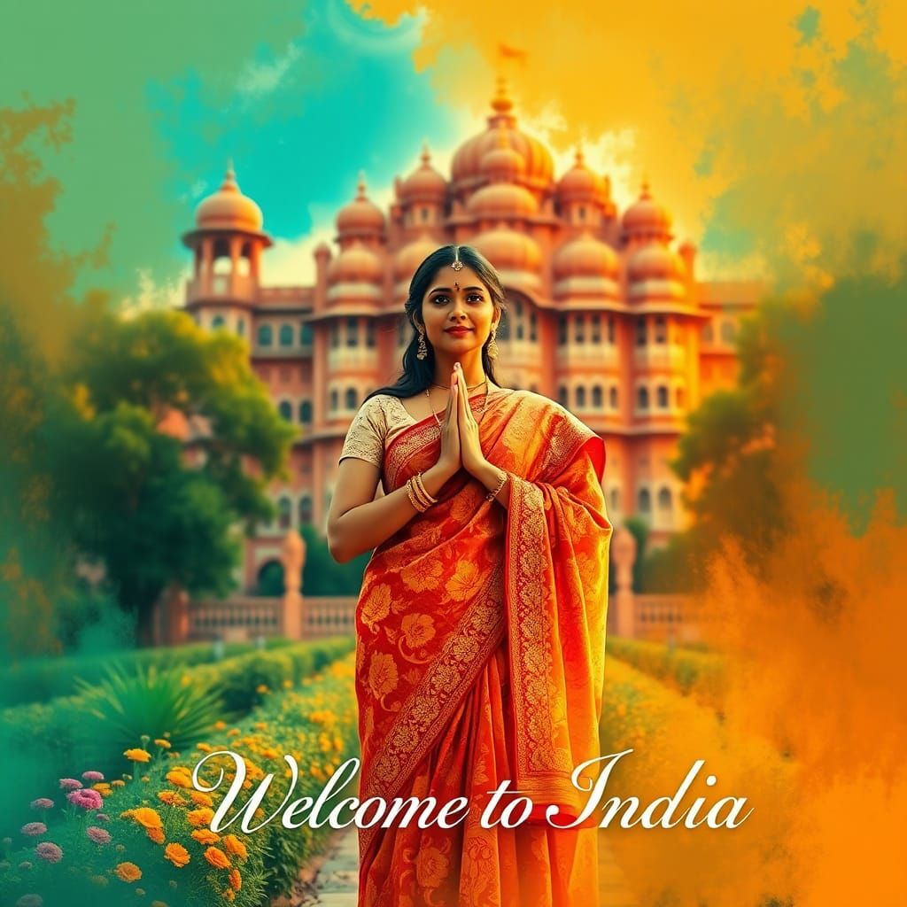 Welcome to India: Ornate Travel Poster