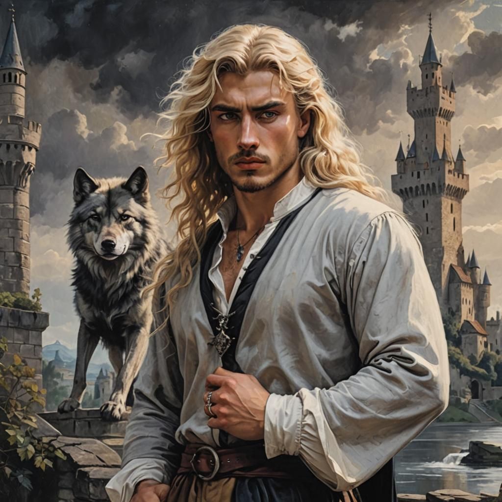 Medieval Man with Wolf in Baroque Style