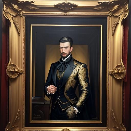 Baroque Anamorphic Portrait of Fashionable Man