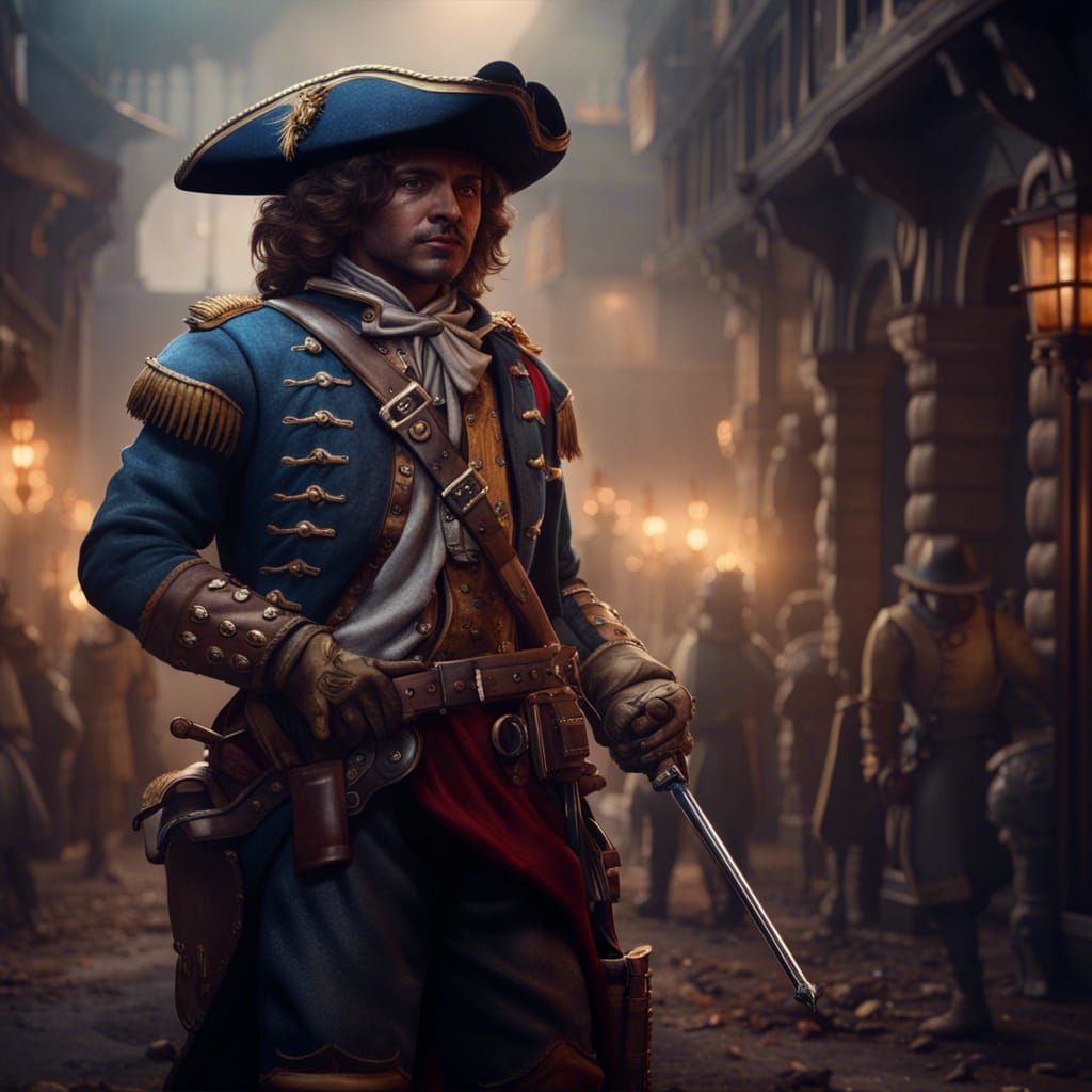 Detailed Artwork of an American Musketeer