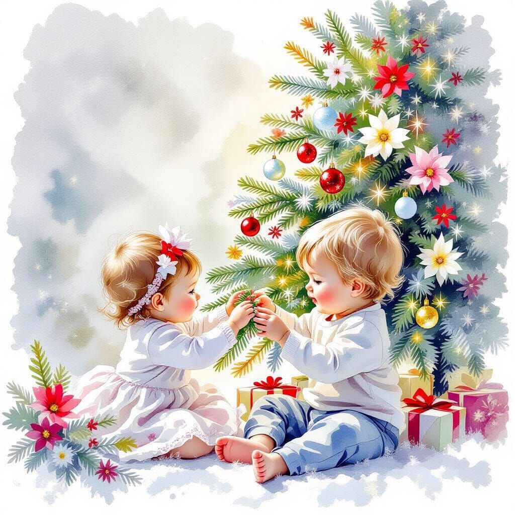 Ethereal Christmas Tree Macro Painting