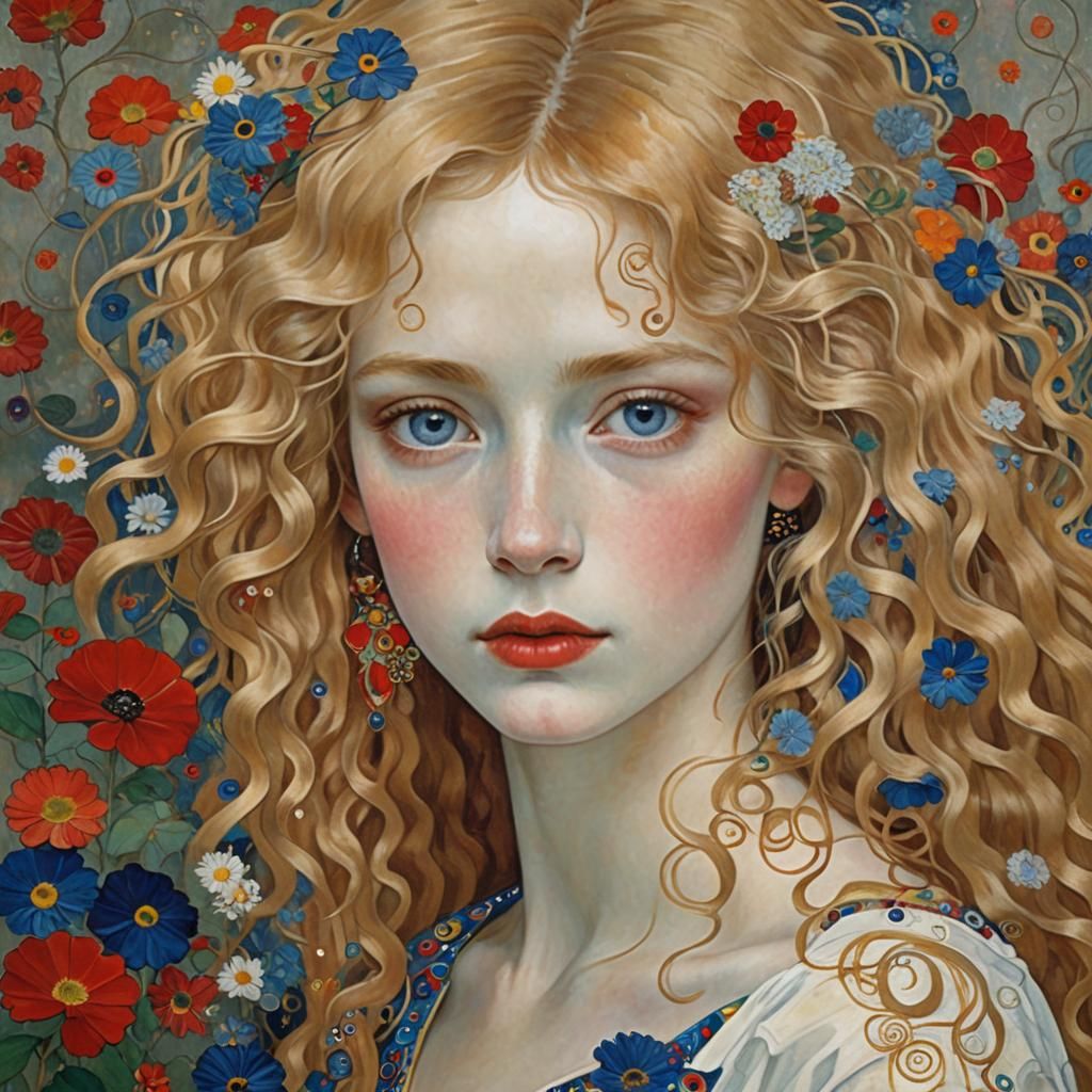 Portrait of a Woman in Gustav Klimt Style