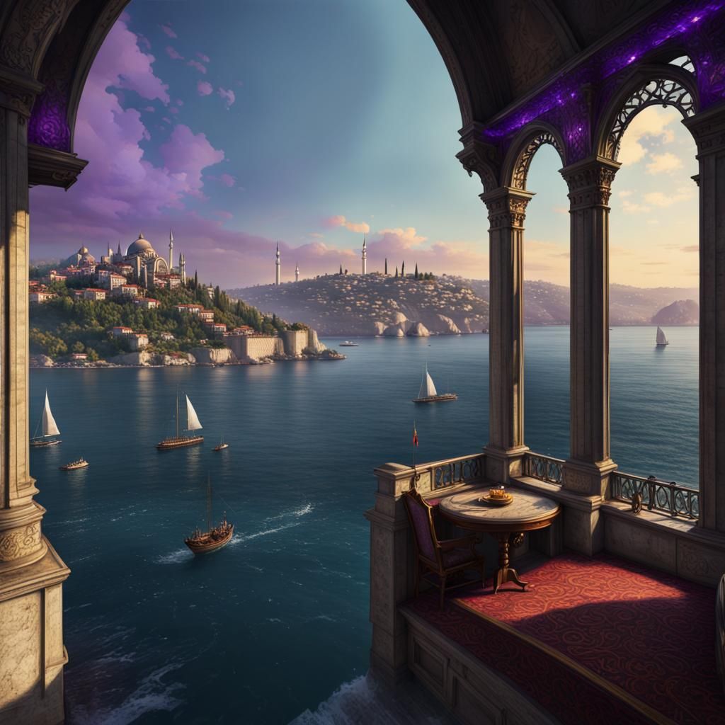 Futuristic Bosphorus: Dark Fantasy Concept Art