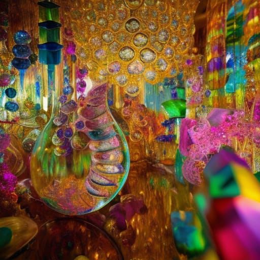 Vibrant Crystal Shop in Magic Realism Style