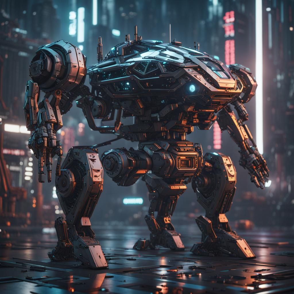 Cyberpunk Wizard with Intricate Mech Details