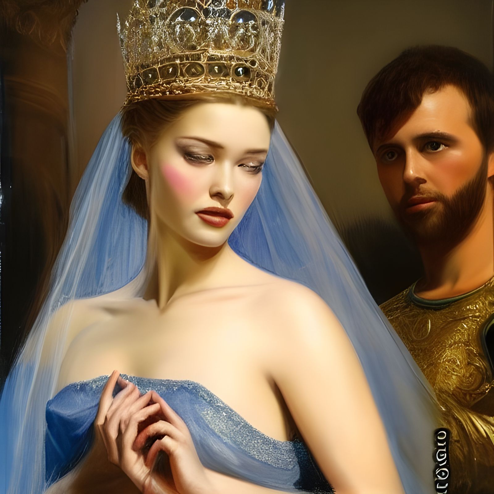 Captive French Queen in Oil Painting