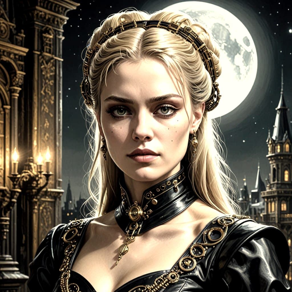 Victorian Lady in Futuristic Opulence