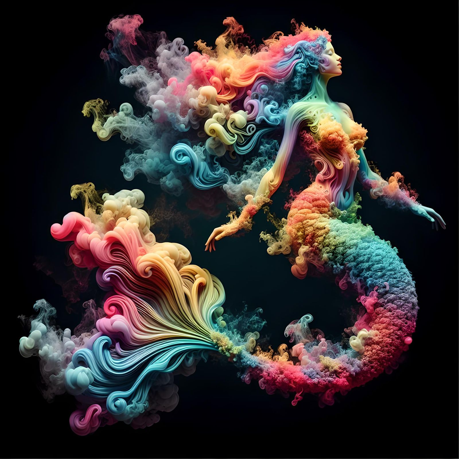 Ethereal Smoke Mermaid in High-Definition 3D