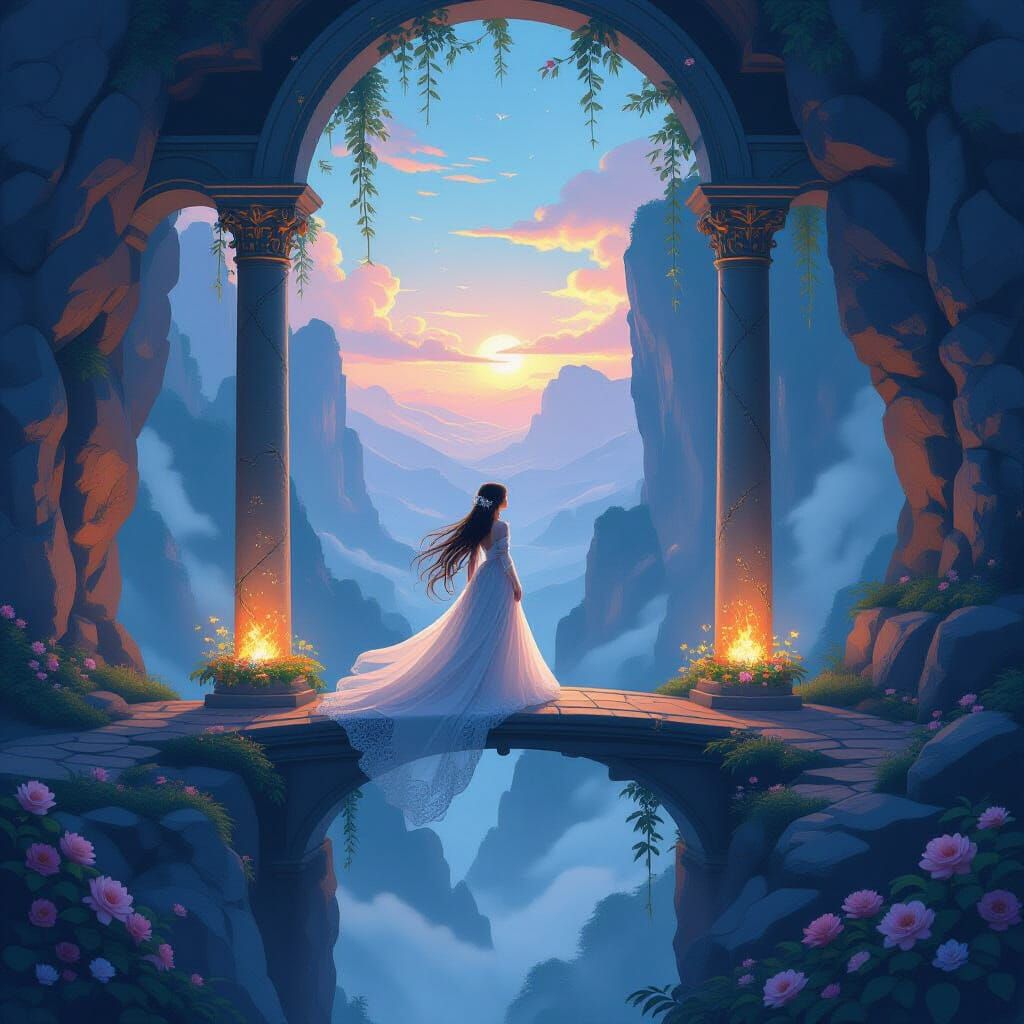 Bridge of Celestial Echoes in Twilight Winds