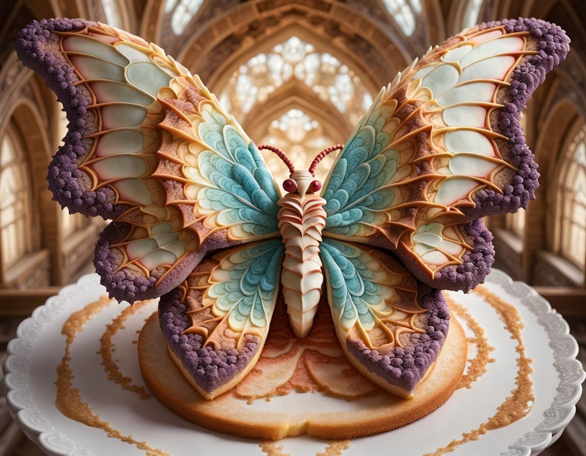 Fractal Cake Dragon Angel-Moth Food Photography