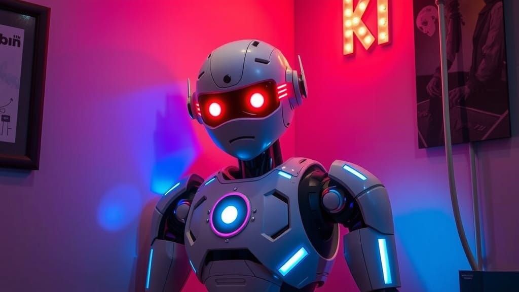 AI Robot Sketching in a Corner Capturing NightCafe's Creativ...