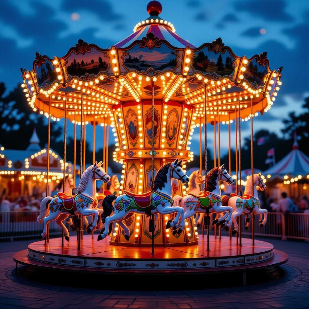 Whimsical Antique Carousel at Twilight