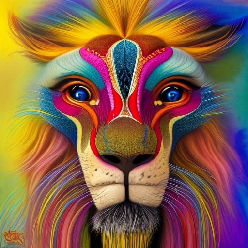 Psychedelic Yarn Art: Rafiki of the Lion King