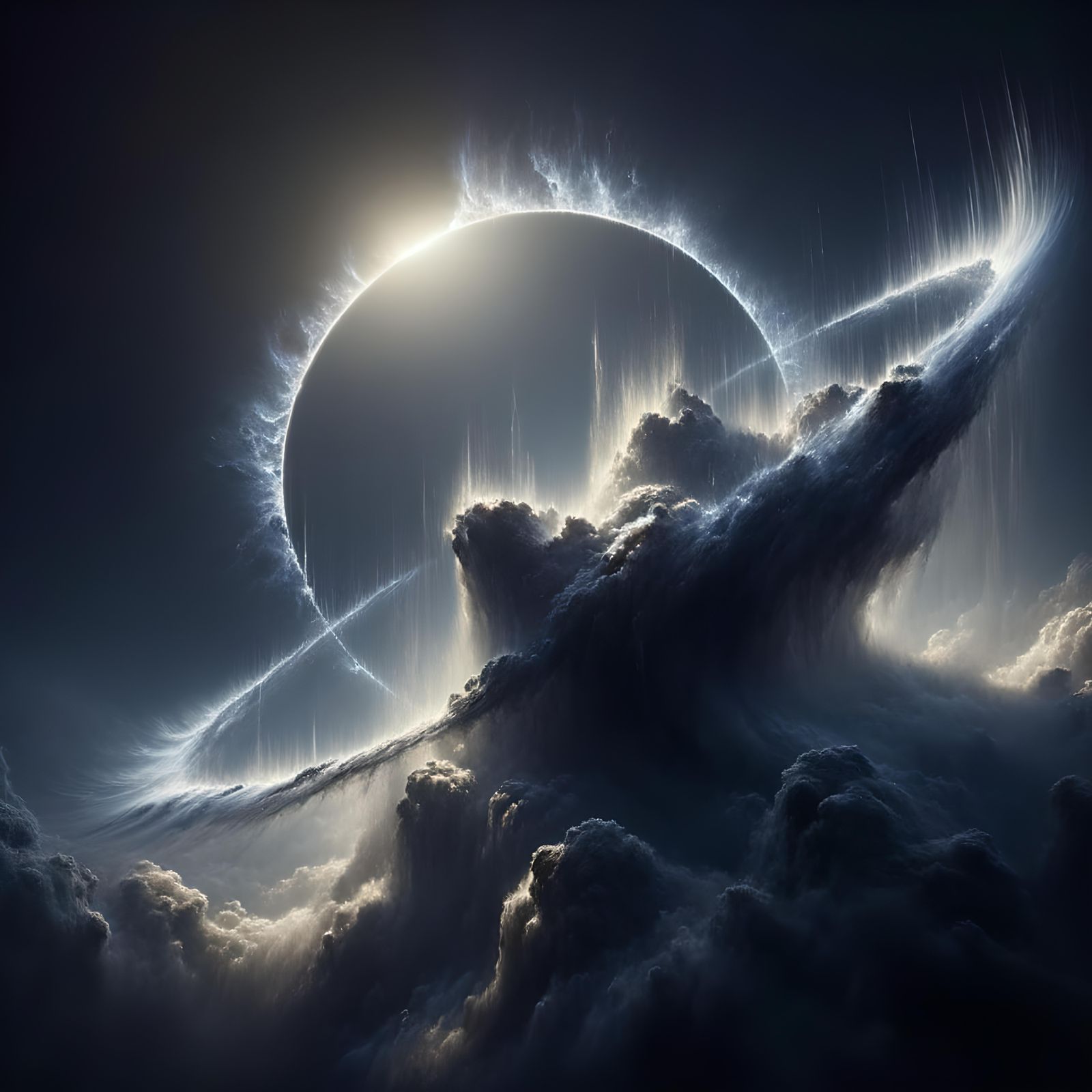 Halo Ring in Void with Black Cloud