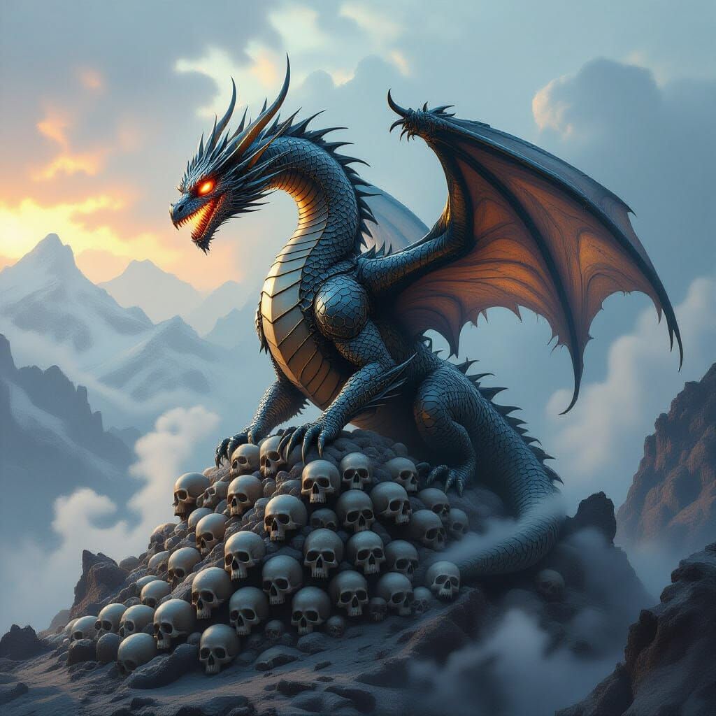 Biomechanical Dragon on Skull Mountain