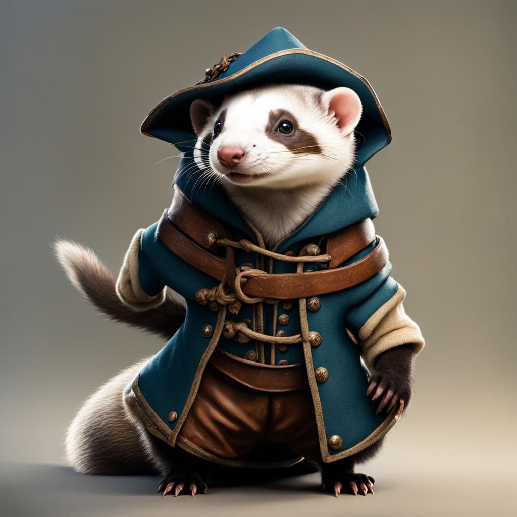 Cottagecore Ferret Adventure in Medieval Attire