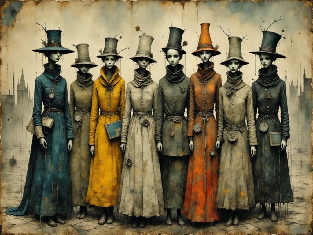 Victorian Cult Members in a Surreal Dreamscape