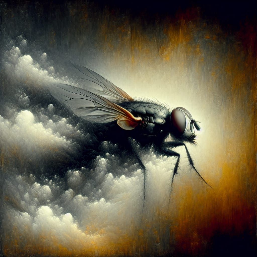 Ethereal Fly Amidst Ominous Haze