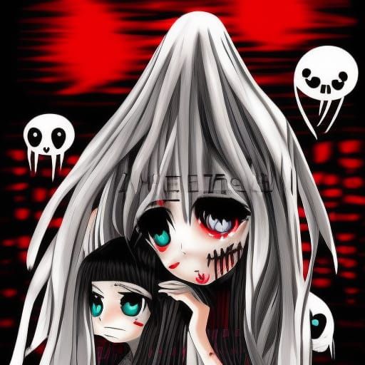 Anime Horror Girl in Manga Style