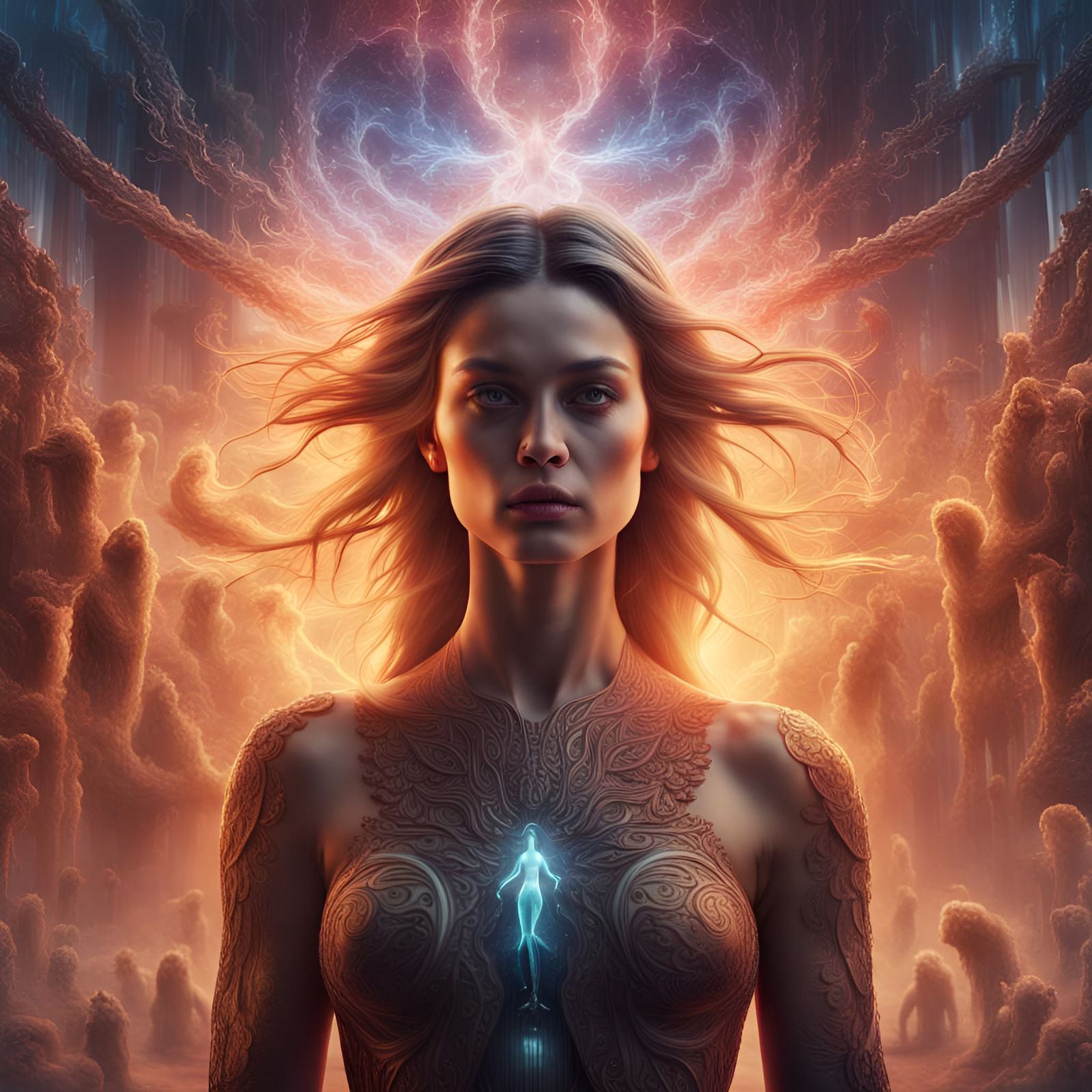 Radiant Woman Protecting Herself From Negative Energy