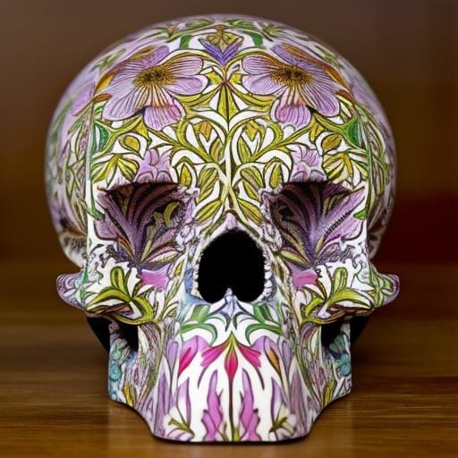 William Morris Patterned Skull: Arts and Crafts Design