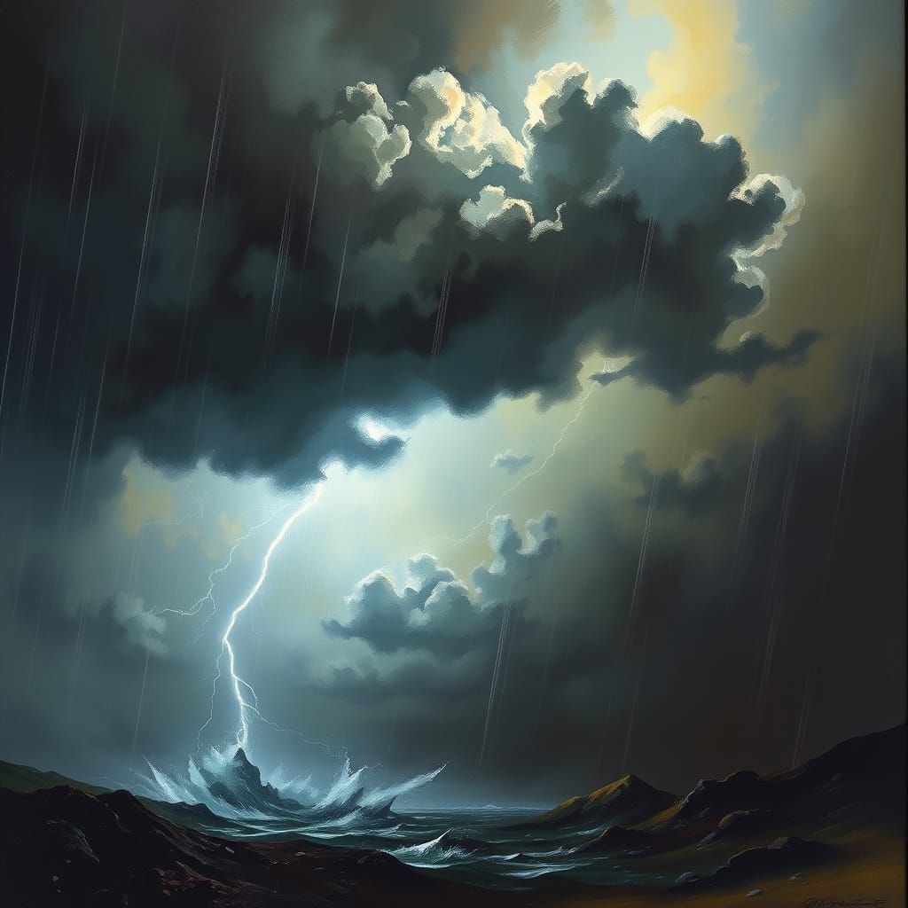 Turbulent Stormscape in Romantic Surrealism