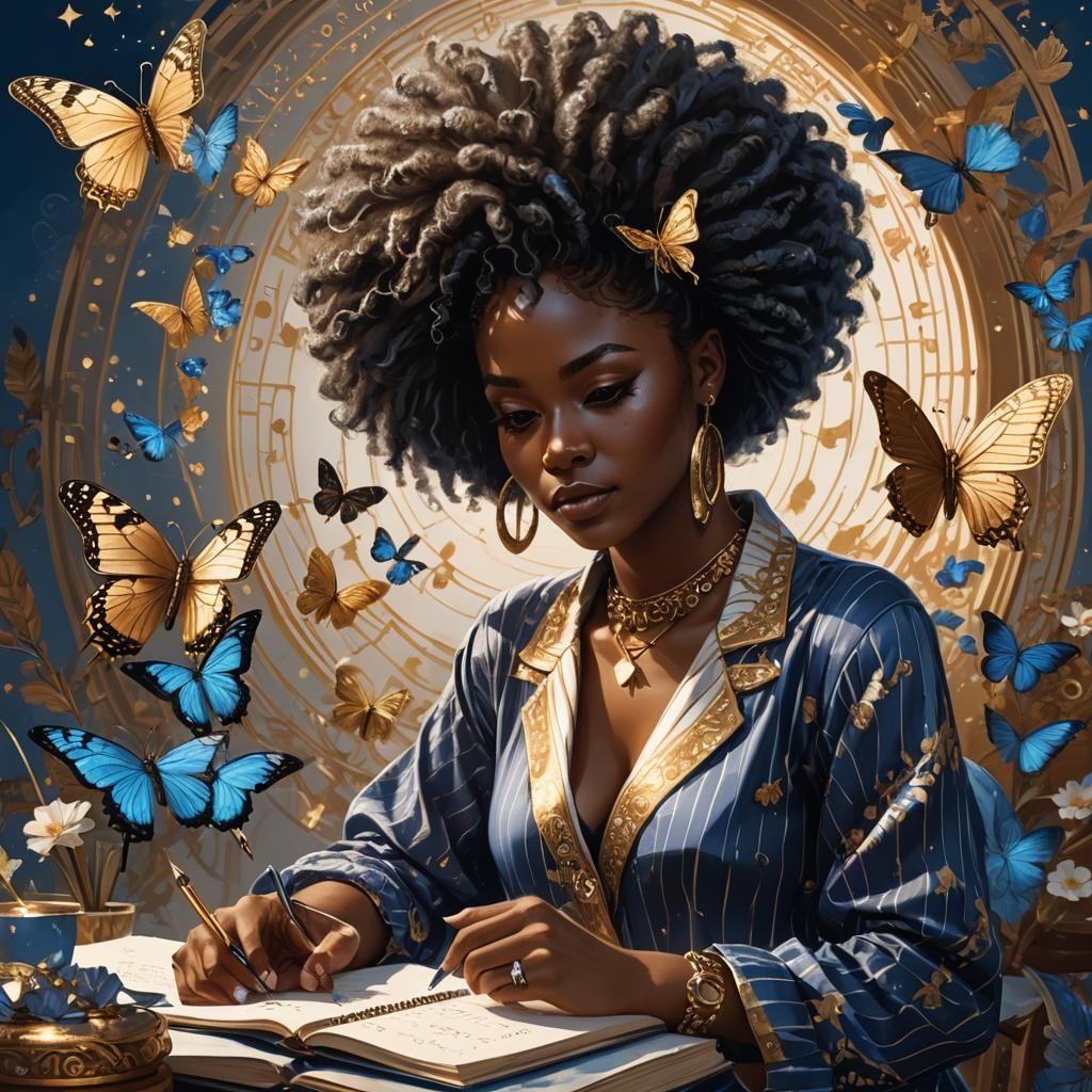 Fantasy Portrait of a Young Black Woman with Afro