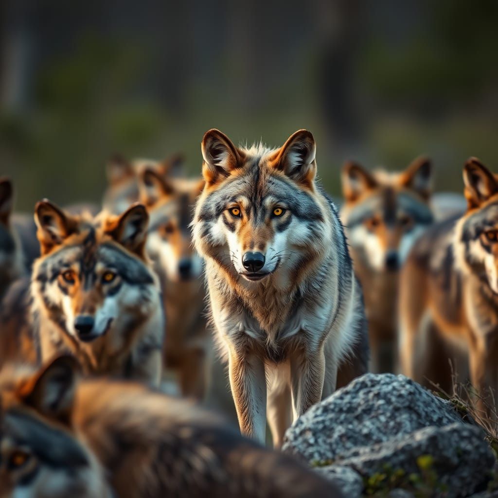 Wild Alpha Wolf Pack Leader in Vigilant Stance
