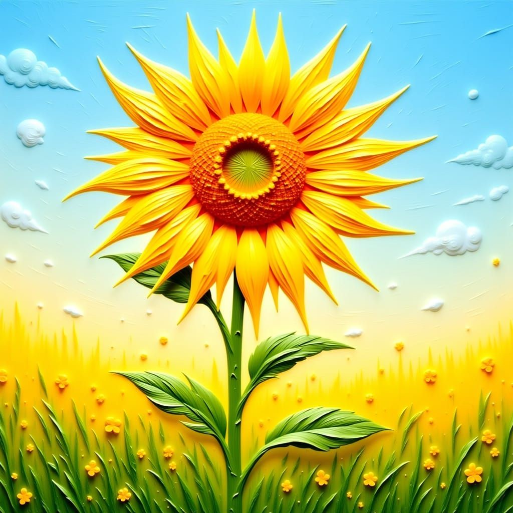 Vibrant Sunflower in Impressionist Style