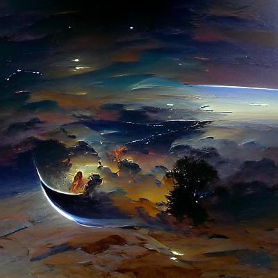 Oil Painting of Sleepless Night Scene