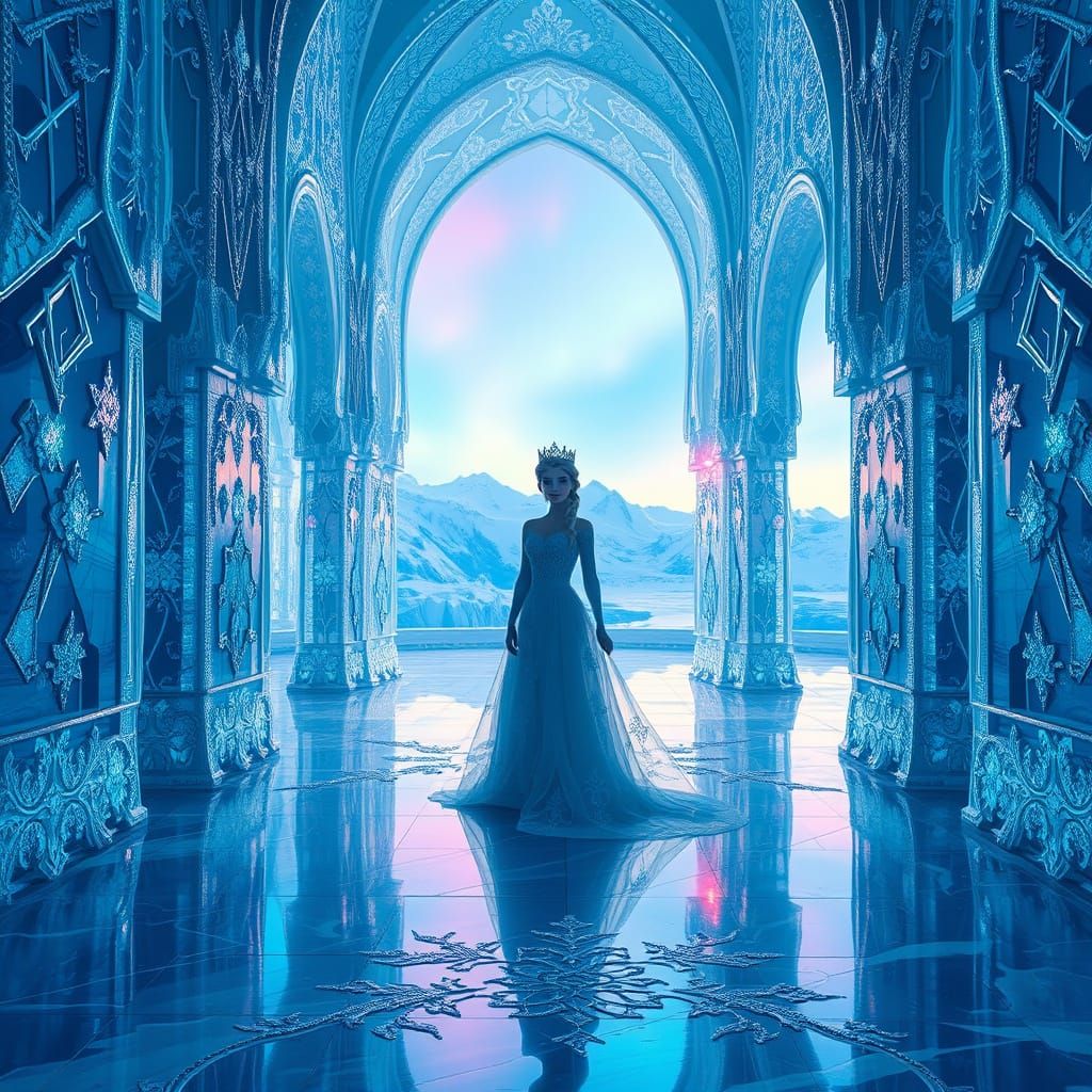 Regal Snow Queen in Majestic Ice Castle