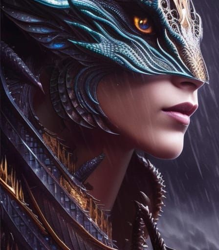 Water Dragon Emerges: Hyperdetailed Fantasy Art