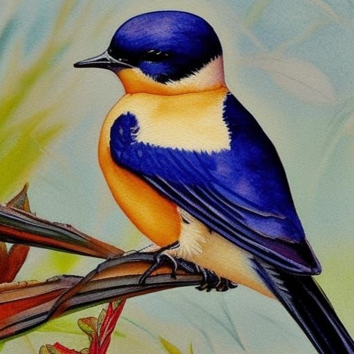 Ultra Realistic Swallow in Gouache Style