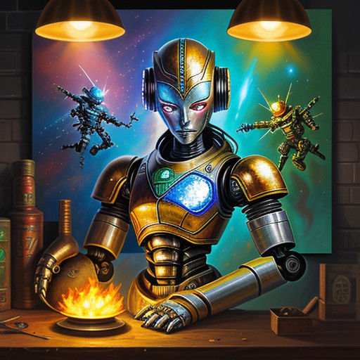 Hyperrealistic Toy Robot Folk Art