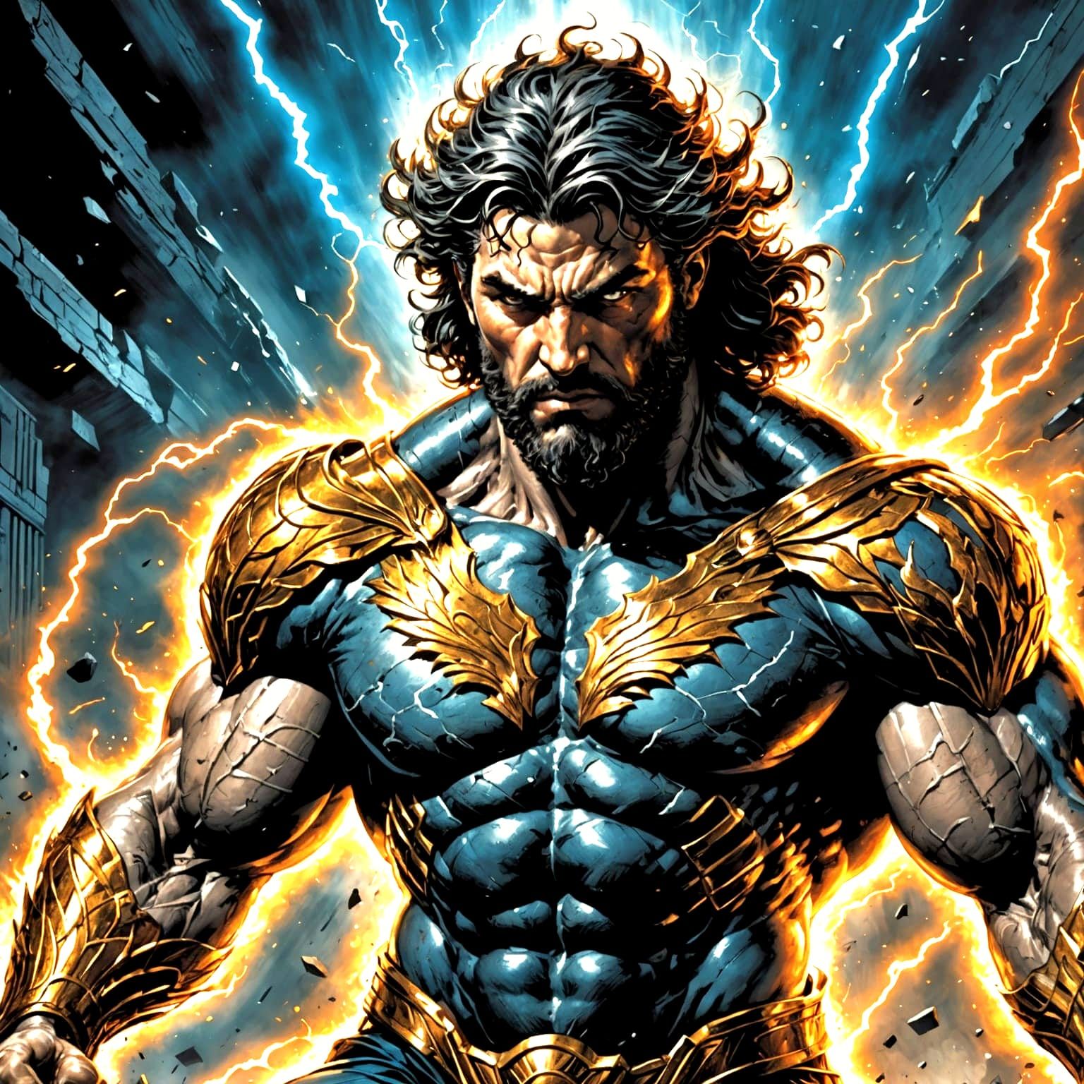 Cosmic Zeus Illustration in Comic Book Style